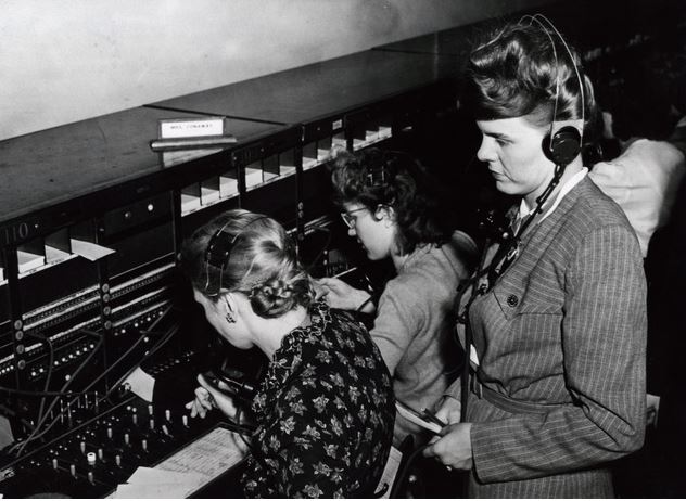 telephone operator at switchboard