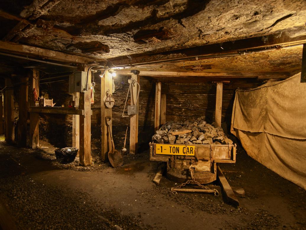 Ore car within 1,500 feet of underground passages at Beckley Exhibition Coal Mine